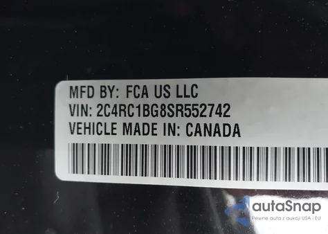 2025 Chrysler Pacifica Select z USA, uszkodzony, nr VIN 2C4RC1BG8SR552742